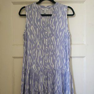 Nine West Ruffled Tiered Sleeveless Dress size S Drop-Waist with Button Accent